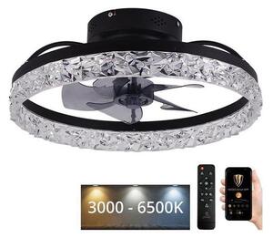 LED Stmívatelné stropní svítidlo s ventilátorem LED/35W/230V 3000-6500K černá+DO