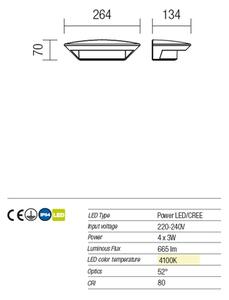 Redo 9407 - LED Venkovní nástěnné svítidlo PLATE 4xLED/3W/230V 4100K IP54 antrac