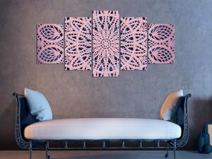 Obraz Etnický vzor (5-dílný) - Růžová mandala v geometrickém stylu