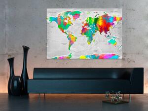 Obraz Svět v barvách (1-dílný) - Mapa světa v uměleckém provedení
