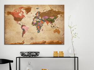 Obraz Mapa světa: Hnědá elegance