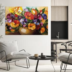 Obraz Malovaná příroda (1-dílný) - Umělecká váza s kyticí květin