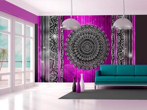 Fototapeta Abstrakce - tmavé ornamenty s metalickým efektem na fialovém pozadí