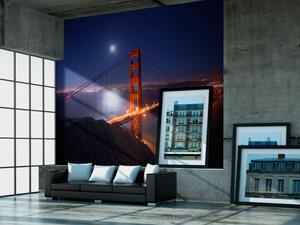 Fototapeta Městská architektura San Francisca - most Golden Gate v noci s měsícem