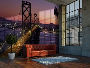 Fototapeta Městská architektura San Francisca - osvětlený most Golden Gate v noci