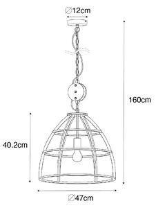 Industriální závěsná lampa tmavě šedá se dřevem 47 cm - Arthur