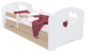 Dětská postel se šuplíkem 140x70 cm s výřezem SRDÍČKA + matrace ZDARMA!