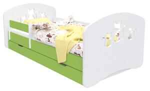 Dětská postel se šuplíkem 140x70 cm s výřezem KOČIČKY + matrace ZDARMA!