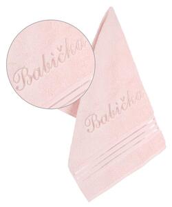 Bellatex Froté ručník kolekce Linie s výšivkou Babička růžový 50x100 cm