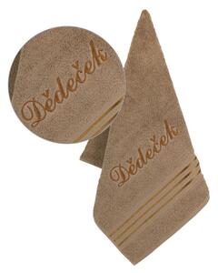 Bellatex Froté ručník kolekce Linie s výšivkou Dědeček hnědý 50x100 cm