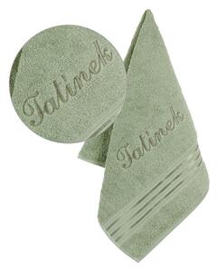 Bellatex Froté ručník kolekce Linie s výšivkou Tatínek zelený 50x100 cm
