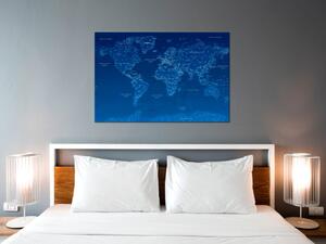 Obraz Mapa světa: Světové spojení - kontinenty s nápisy v angličtině