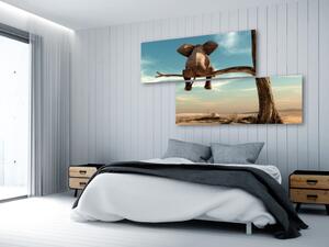 Obraz Veselý slon - strom na poušti s abstraktně zobrazeným zvířetem