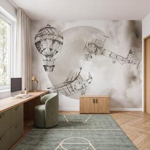 Fototapeta Kresba letadel a balónu, Designové fototapety na zeď, Populární fototapety - Tapeko.co.cz