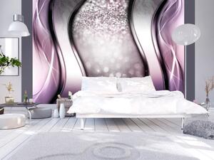 Fototapeta Flitry - moderní stříbrná kompozice s vlnami v fialovém odstínu