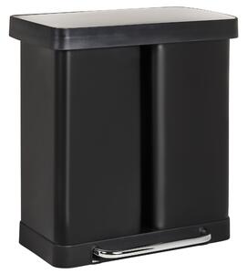 Dvojitý odpadkový koš s pedálem 60 L ECOSORT Kov Černá