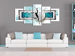 Obraz Zimní tanec - abstrakce dvou tancujících postav na modrém pozadí
