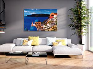 Obraz Krásné Santorini - ručně malovaný letní krajinářský motiv středomoří