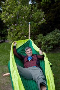 Houpací síť pro jednoho Camping + Slap strap (zelený SET) Exteriér | Zahradní houpání | Sítě
