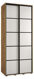 Šatní skříň YVONA 4 - 100/45 cm, dub artisan / bílá / černá