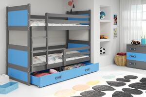 BMS Group Dětská patrová postel Rico - Grafit/modrá 160x80
