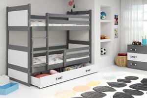 BMS Group Dětská patrová postel s úložným prostorem RICO grafit Velikost postele: 190x80 cm, Barva šuplíku: Bílá