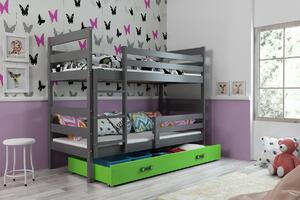 BMS Group Dětská patrová postel s úložným prostorem ERYK grafit Velikost postele: 160x80 cm, Barva šuplíku: Zelená