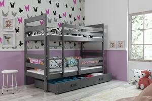 BMS Group Dětská patrová postel s úložným prostorem ERYK grafit Velikost postele: 160x80 cm, Barva šuplíku: Zelená