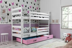 BMS Group Dětská patrová postel s úložným prostorem ERYK bílá Velikost postele: 190x80 cm, Barva šuplíku: Růžová