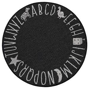 Hanse Home, Dětský kusový koberec Flatweave 104885 Black/Cream kruh | Černá Typ: kulatý 160 cm