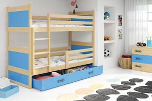 BMS Group Dětská patrová postel s úložným prostorem RICO borovice Velikost postele: 160x80 cm, Barva šuplíku: Modrá