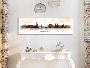 Obraz Čokoládový Hamburk (1-dílný) - městská architektura na světlém pozadí