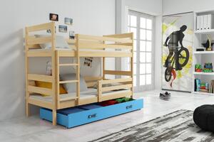 Dětská patrová postel ERYK | borovice Barva: Borovice / modrá, Rozměr: 160 x 80 cm