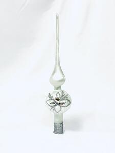 Irisa Vánoční ozdoba špice bílá s dekorem mrazolak svíčka
