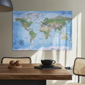 Obraz Mapa světa: Modrá planeta