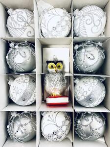 Irisa Sada skleněných vánočních ozdob Patricie koule a sova 11 ks