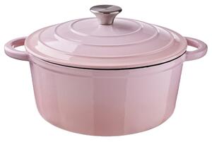 HOT IRON Litinový hrnec kulatý 33 cm - sv. růžová