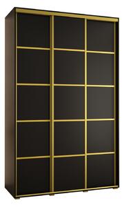 Šatní skříň YVONA 4 - 160/45 cm, černá / zlatá