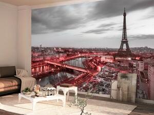 Fototapeta Paříž: červené ulice - černobílá architektura města ve Francii