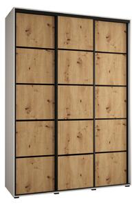 Šatní skříň YVONA 4 - 170/45 cm, bílá / dub artisan / černá