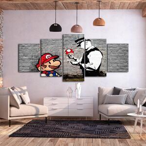 Obraz Super Mario a policista (5-dílný) široký - pop artový mural