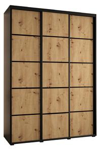 Šatní skříň YVONA 4 - 170/45 cm, černá / dub artisan / černá