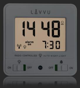 LAVVU Digitální budík řízený rádiovým signálem NORDLYS bílý se světelným senzorem LAR0040