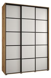 Šatní skříň YVONA 4 - 170/45 cm, dub artisan / bílá / černá