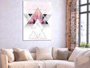 Obraz Brána do ráje (1-dílný) vertikální - abstrakce růžových trojúhelníků