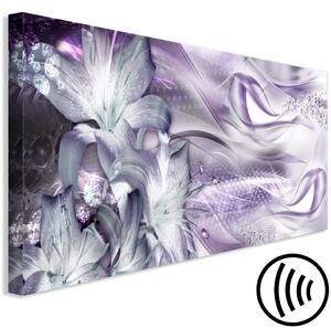 Obraz Lilie a vlny (1-dílný) úzký světle fialový - abstrakce květiny