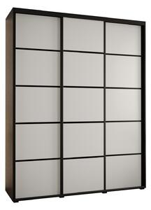 Šatní skříň YVONA 4 - 190/45 cm, černá / bílá / černá