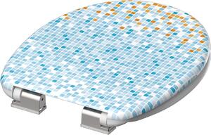 Duroplastové WC sedátko se zpomalovacím mechanismem SOFT-CLOSE MOSAIC Modrá/oranžová ED82119