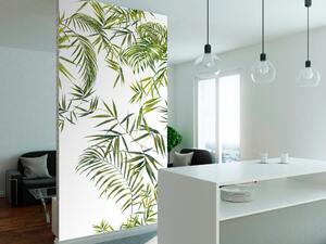 Fototapeta Bambusová džungle - rostlinný motiv s tropickými listy na bílém pozadí