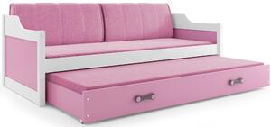 BMS Group Dětská postel s výsuvnou přistýlkou DAVID bílá Velikost postele: 200x90 cm, Barva výplní: Zelená